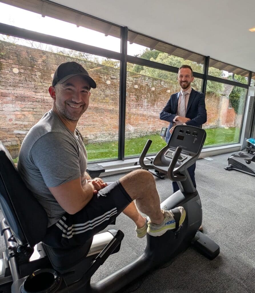 Dan and Nicolae on the new fitness equipment